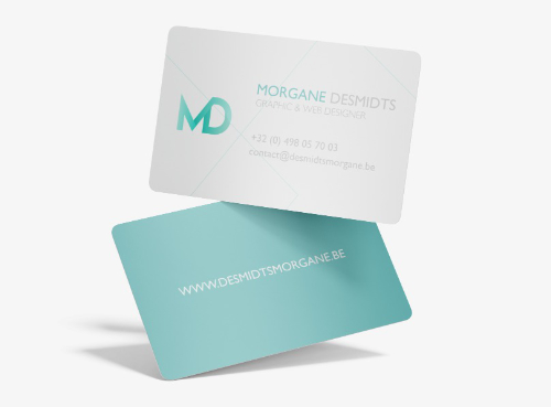 Carte de visite de Morgane Desmidts, graphiste et webdesigner freelance